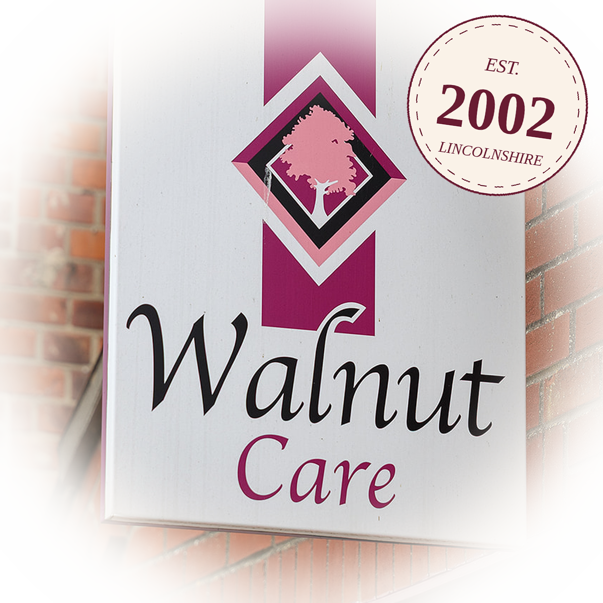 Walnut Care sign, established 2002, Lincolnshire